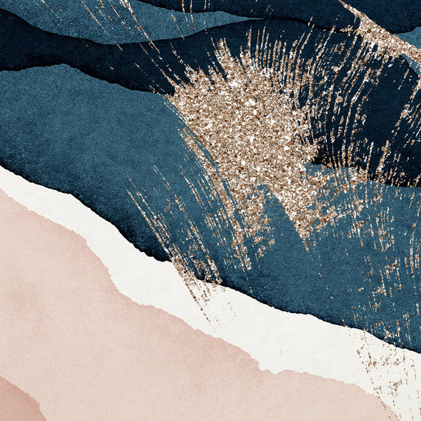 ABSTRACT PAINTING WATERCOLOR PINK AND DARK BLUE