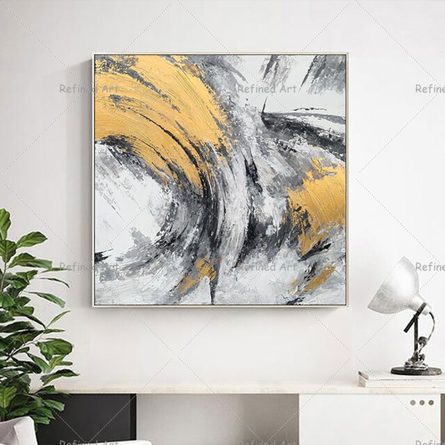 Modern Abstract Golden Texture Acrylic Canvas Painting Wall Decoration paintings Art Hand-Painted Latest Design Pop Oil Painting