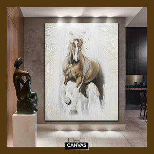HORSE PAINTING WITH LINES BACKGROUND